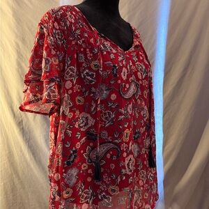 Knox Rose Red Floral Blouse